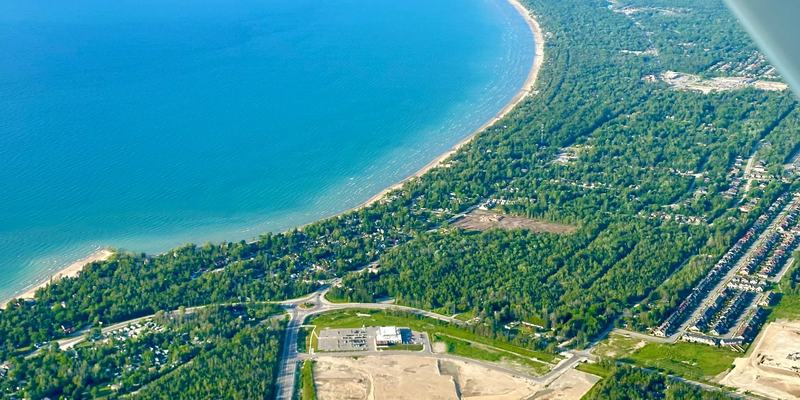 Wasaga Beach from the air, looking along Georgian Bay